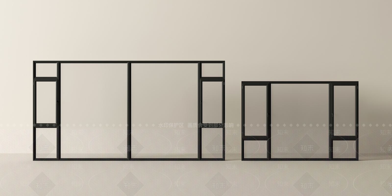 现代落地窗SU模型下载【ID:1201416544】