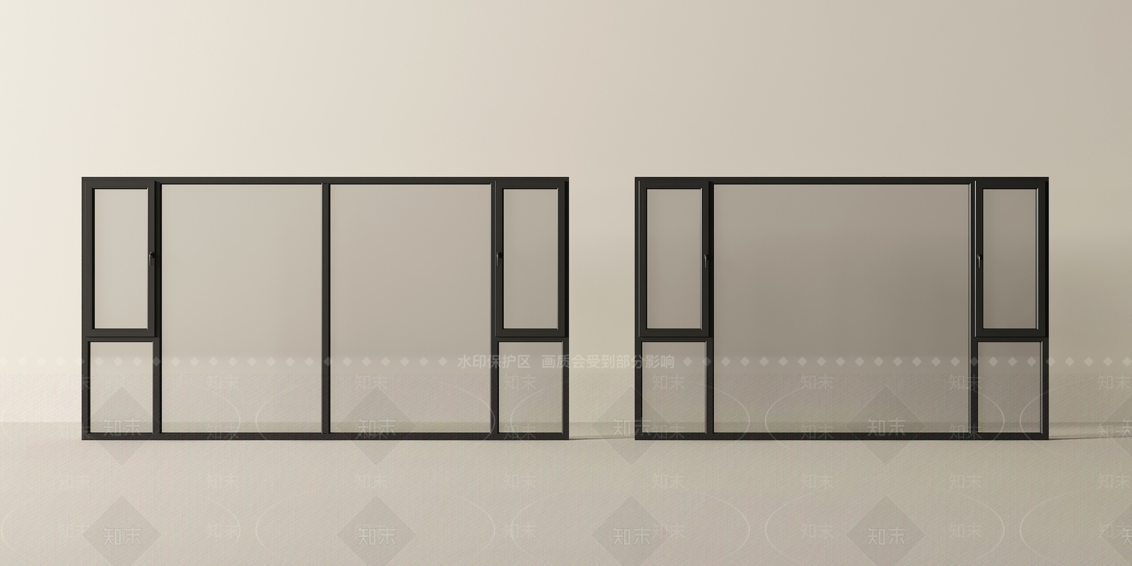 现代落地窗SU模型下载【ID:1201416572】