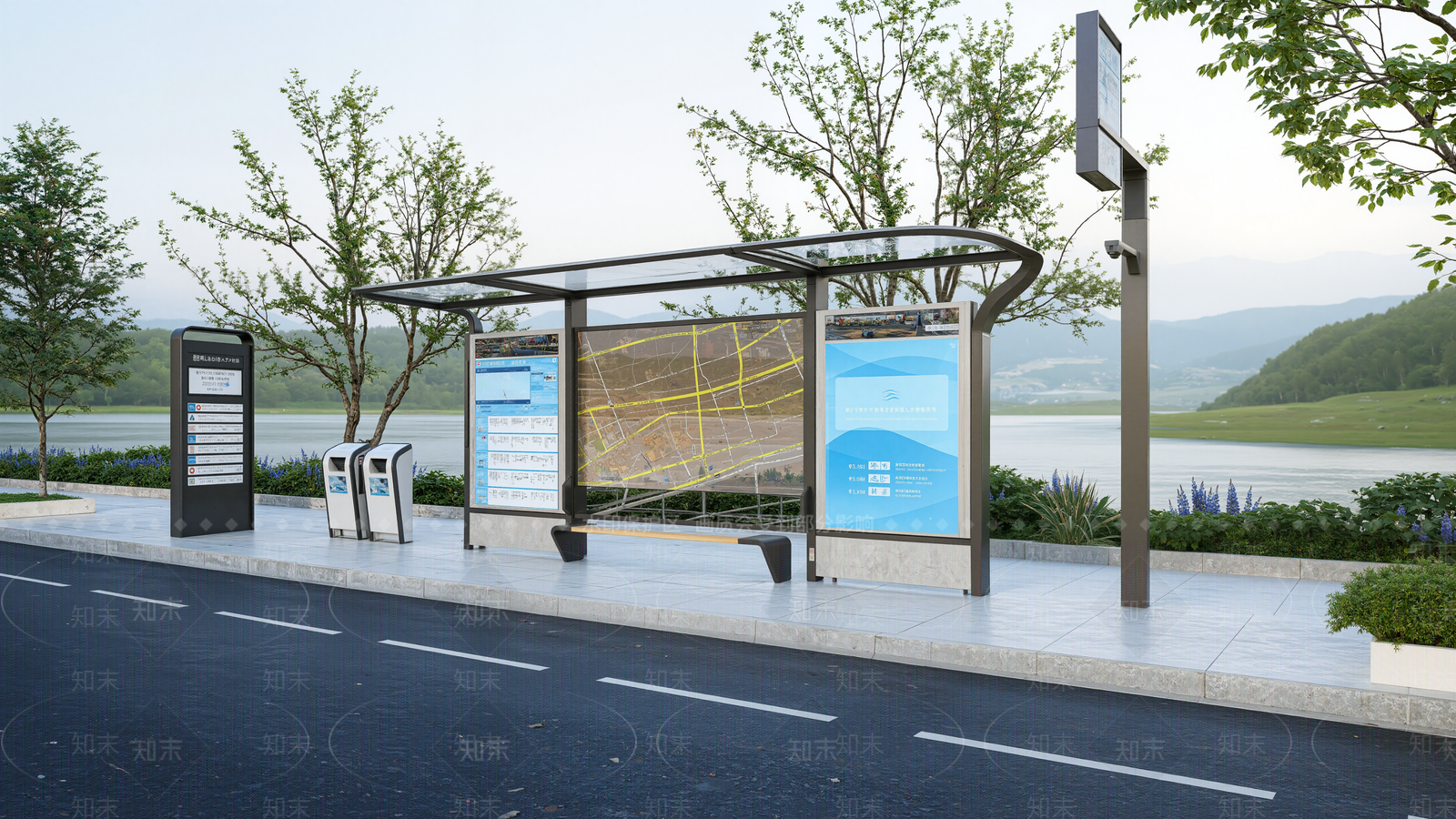 现代新中式公交站台SU模型下载【ID:1201418486】