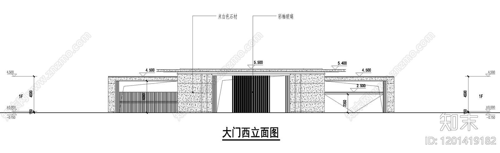 现代新中式门卫室建筑cad施工图下载【ID:1201419182】