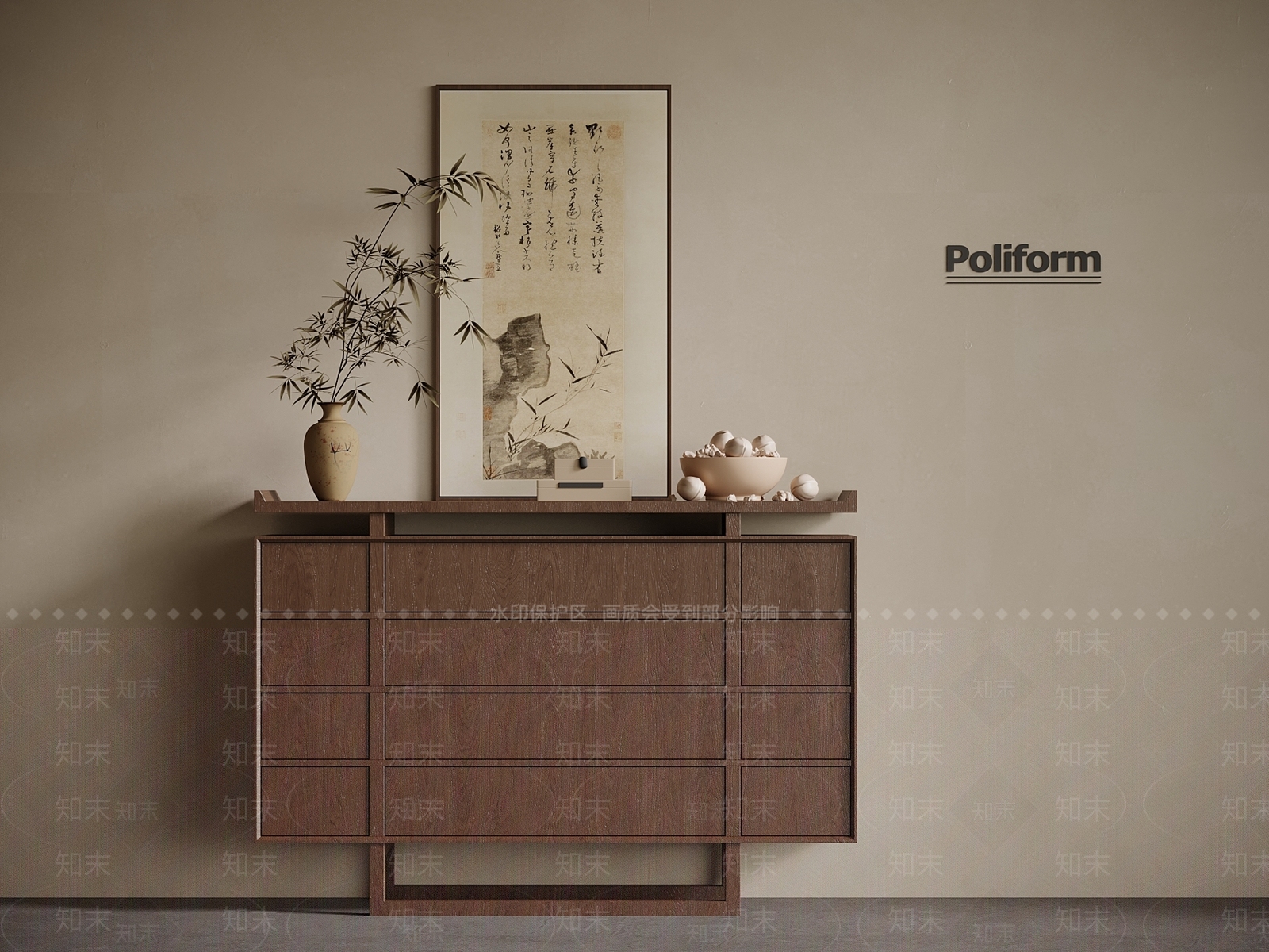 新中式餐边柜3D模型下载【ID:1201426998】