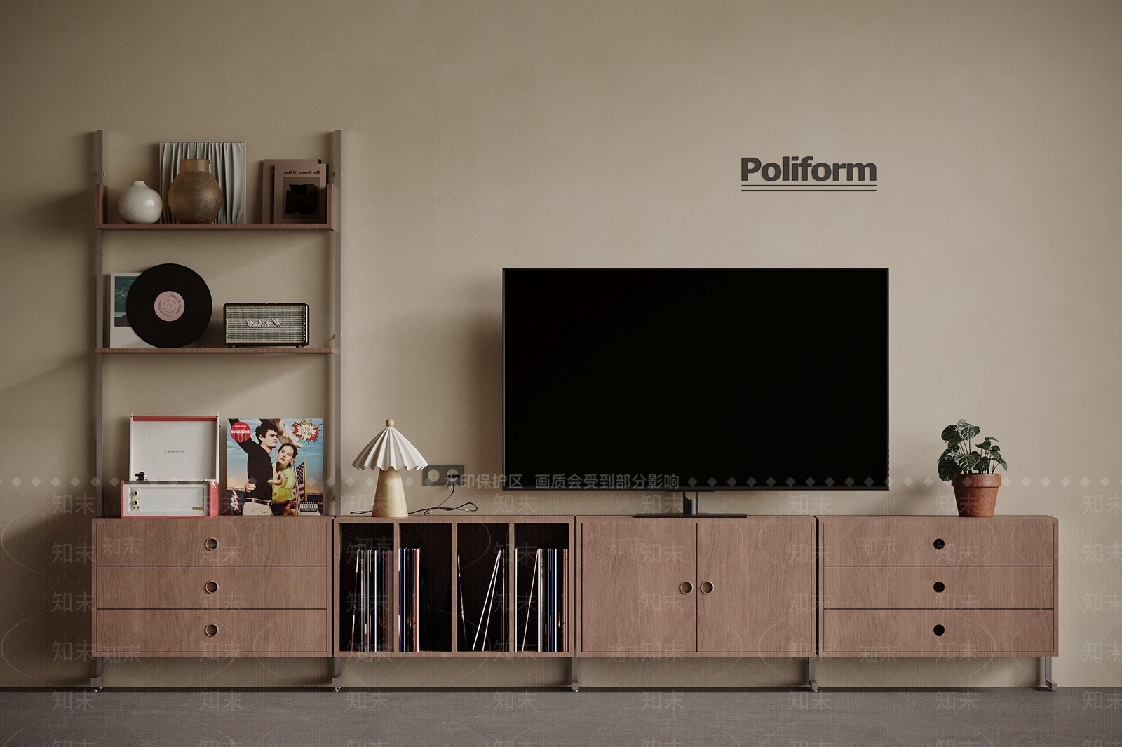 现代中古电视柜SU模型下载【ID:1201428766】