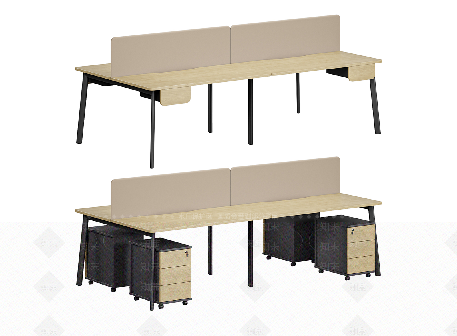 现代办公桌3D模型下载【ID:1201429478】