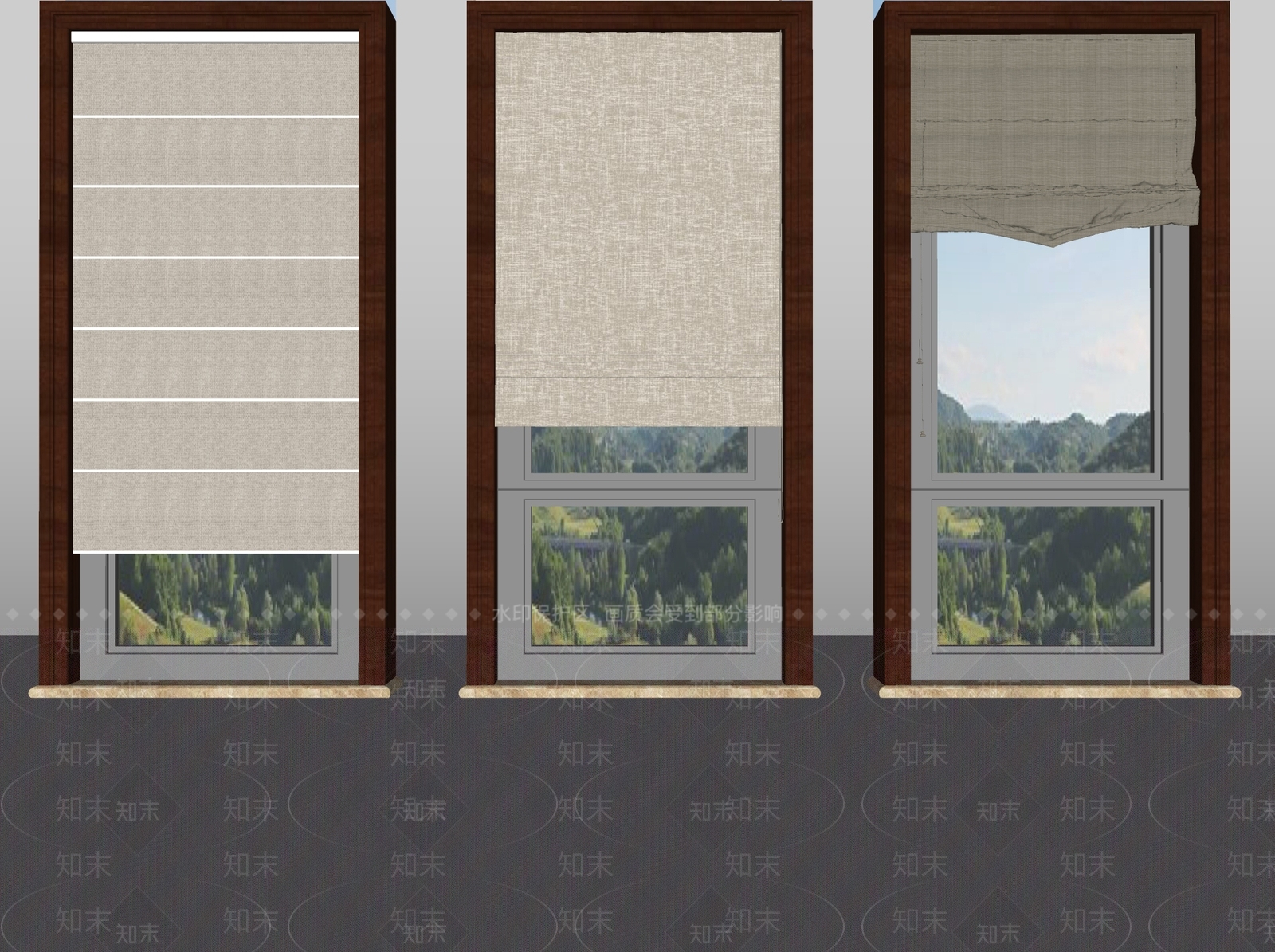 现代窗帘SU模型下载【ID:1201430144】