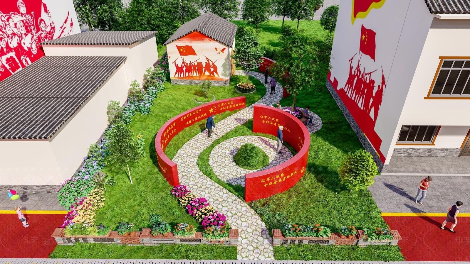 中式口袋公园SU模型下载【ID:1201430340】