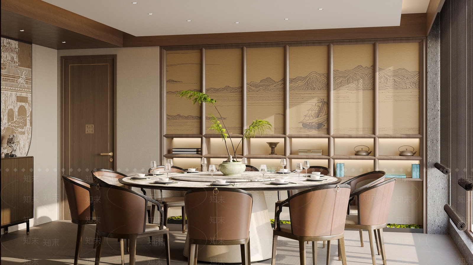 新中式中式包厢SU模型下载【ID:1201431000】