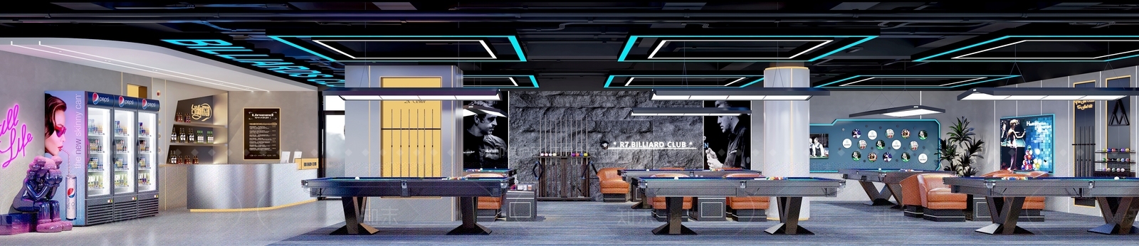 现代工业台球室3D模型下载【ID:1201431228】