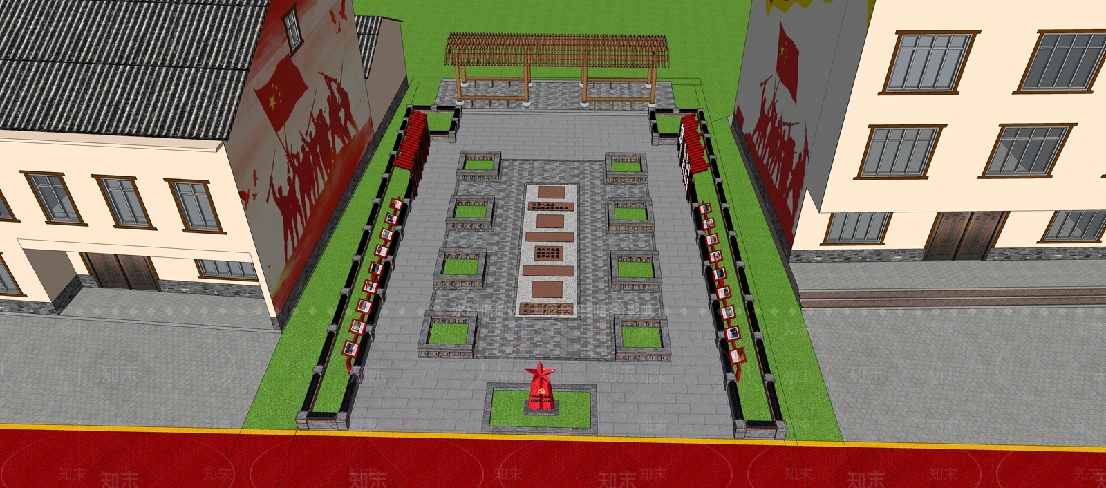 中式口袋公园SU模型下载【ID:1201432034】