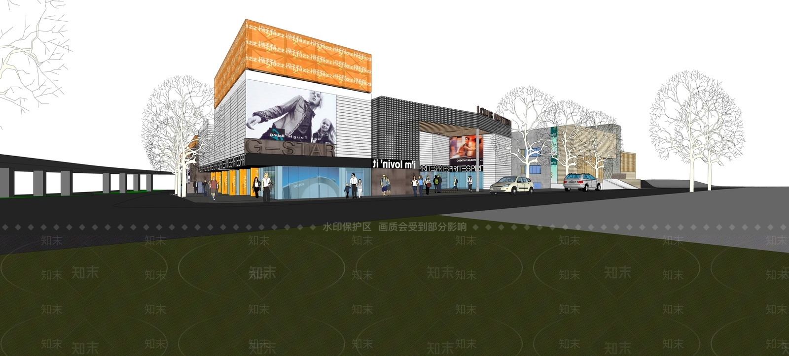 现代商业街SU模型下载【ID:1201432421】