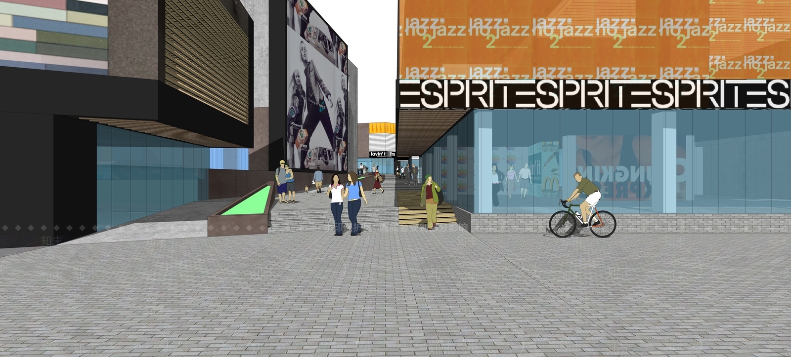 现代商业街SU模型下载【ID:1201432421】