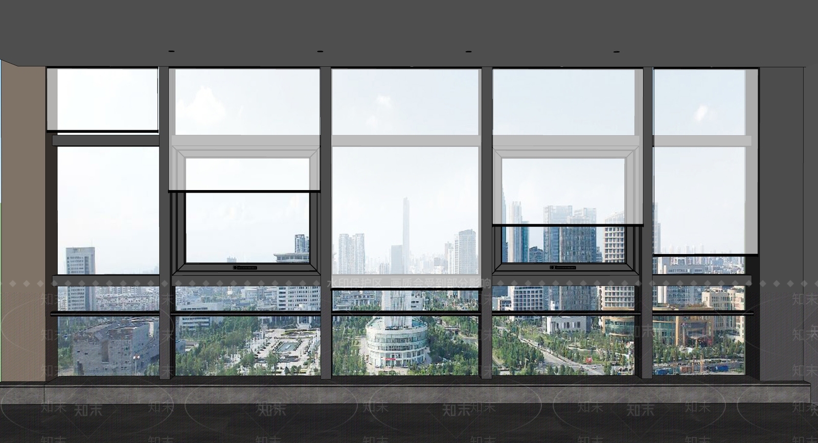 现代落地窗SU模型下载【ID:1201433081】