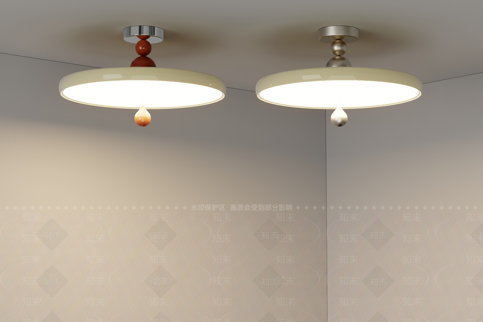 现代奶油吸顶灯3D模型下载【ID:1201433155】