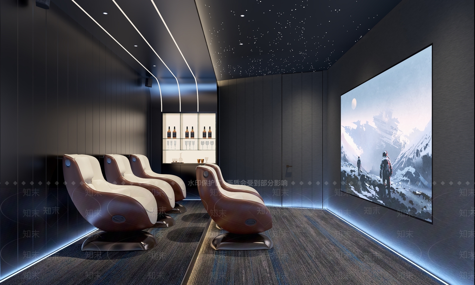 现代极简影音室3D模型下载【ID:1201434419】