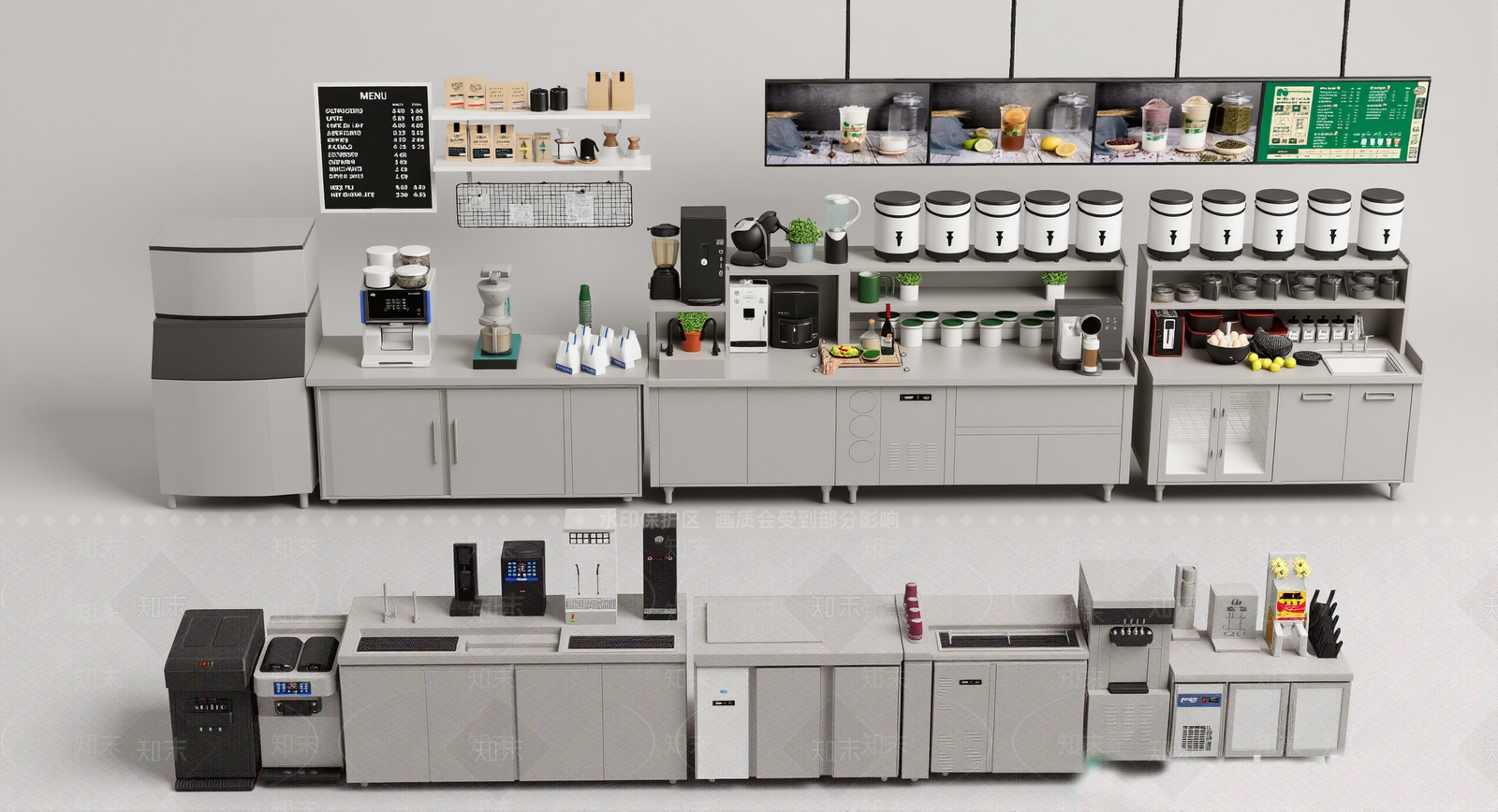 现代奶茶店SU模型下载【ID:1201434740】
