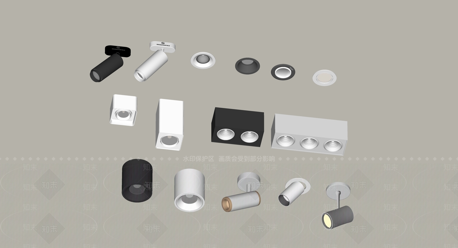 现代筒灯射灯SU模型下载【ID:1201435387】