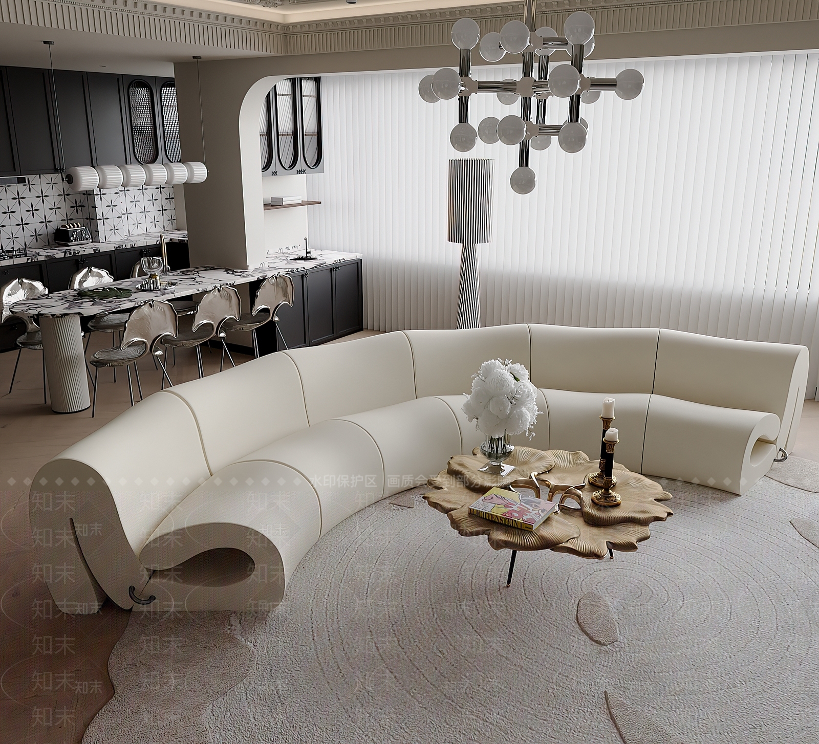 法式复古多人沙发3D模型下载【ID:1201435668】