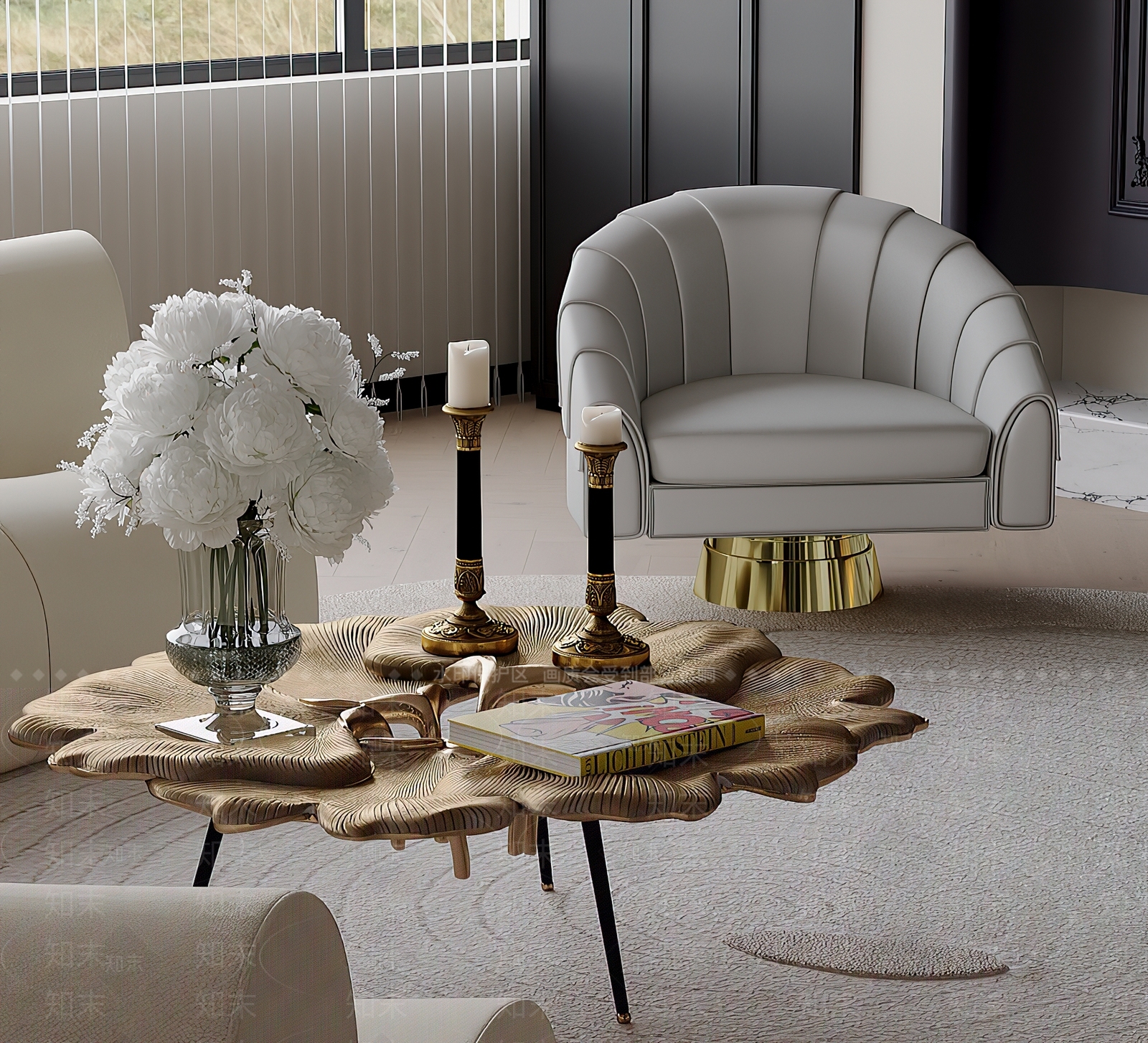 法式复古茶几3D模型下载【ID:1201435639】