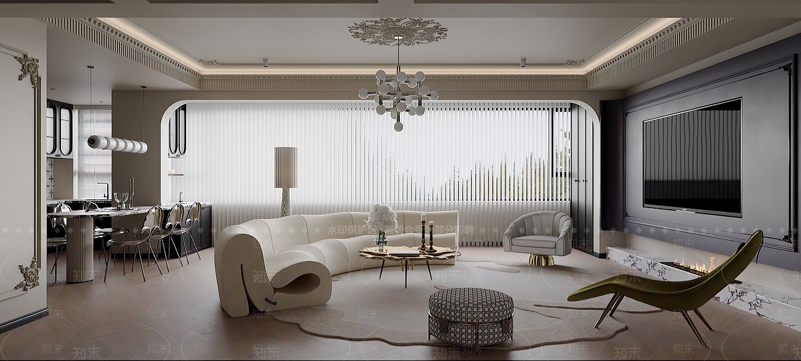 法式复古客餐厅3D模型下载【ID:1201435747】