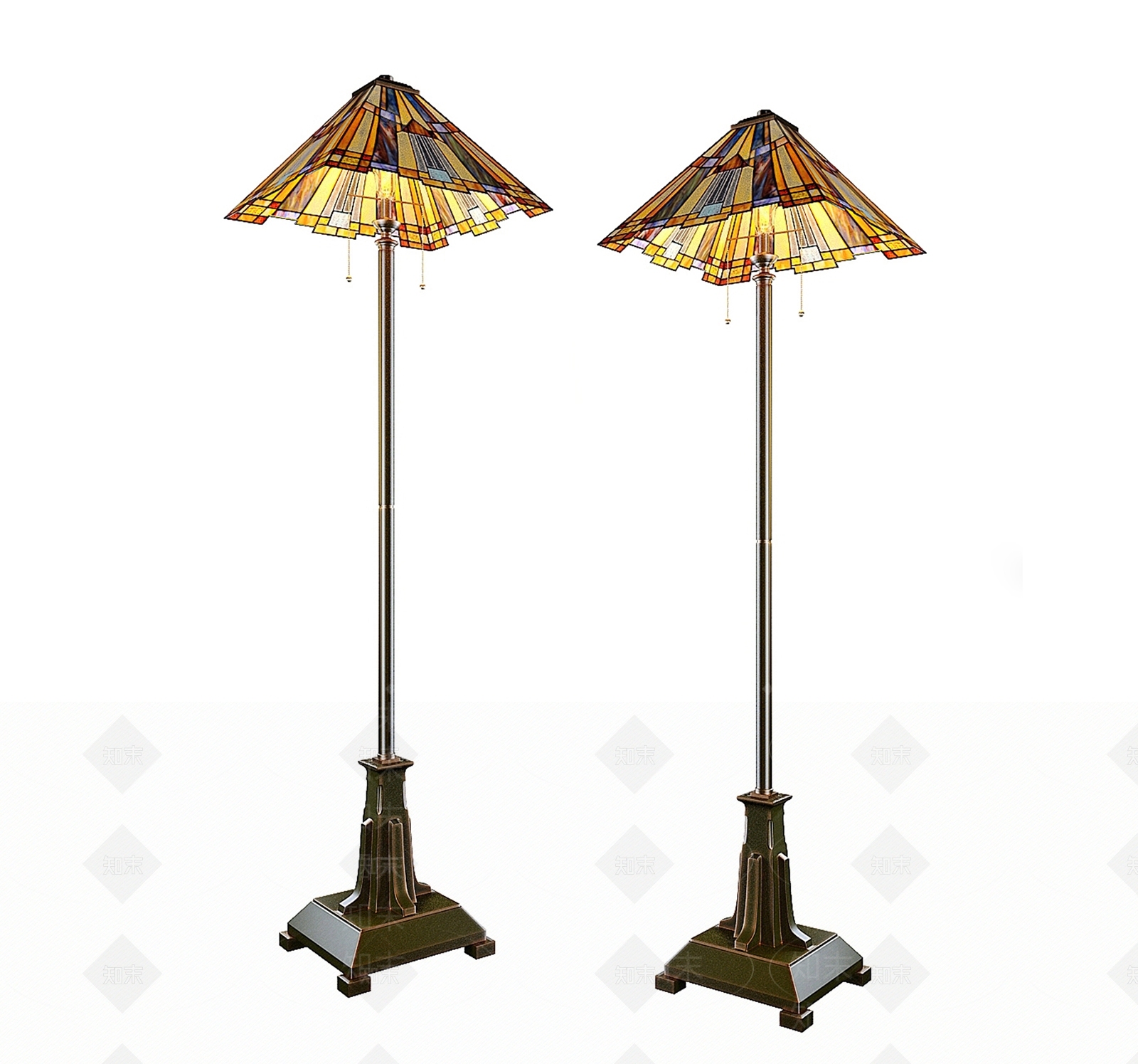 美式落地灯SU模型下载【ID:1201435666】