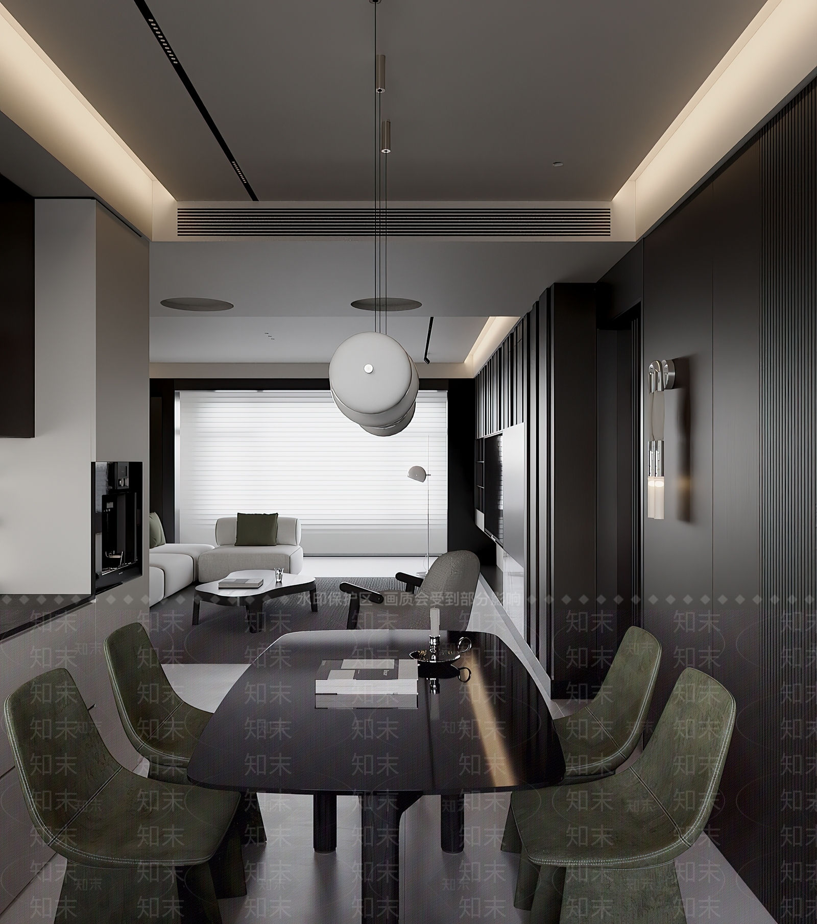 现代极简客餐厅3D模型下载【ID:1201436561】