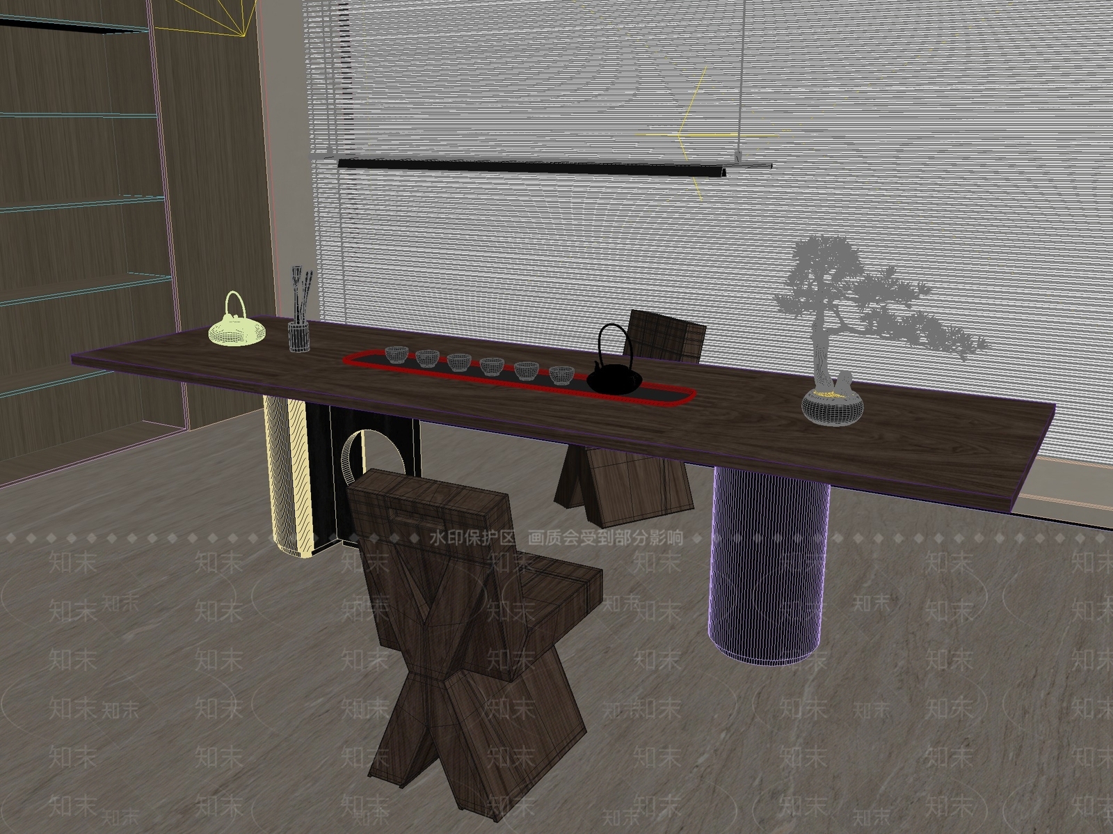 新中式中式茶桌椅3D模型下载【ID:1201436309】