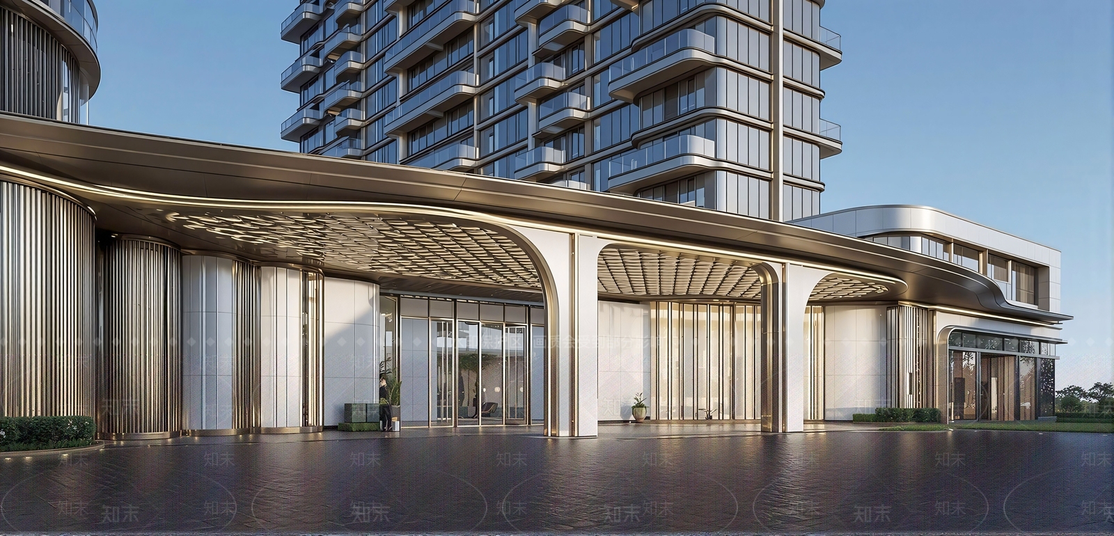 现代售楼处建筑SU模型下载【ID:1201436714】