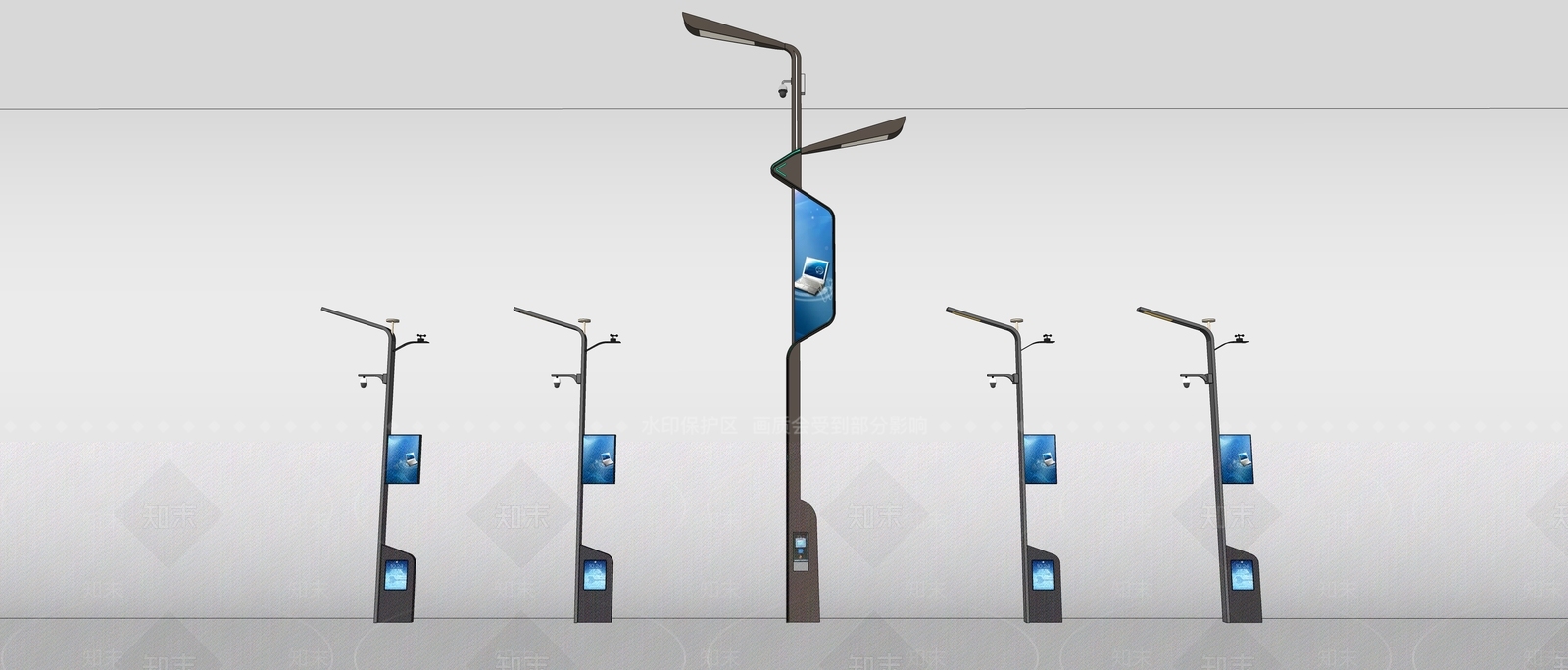 现代景观灯SU模型下载【ID:1201438250】