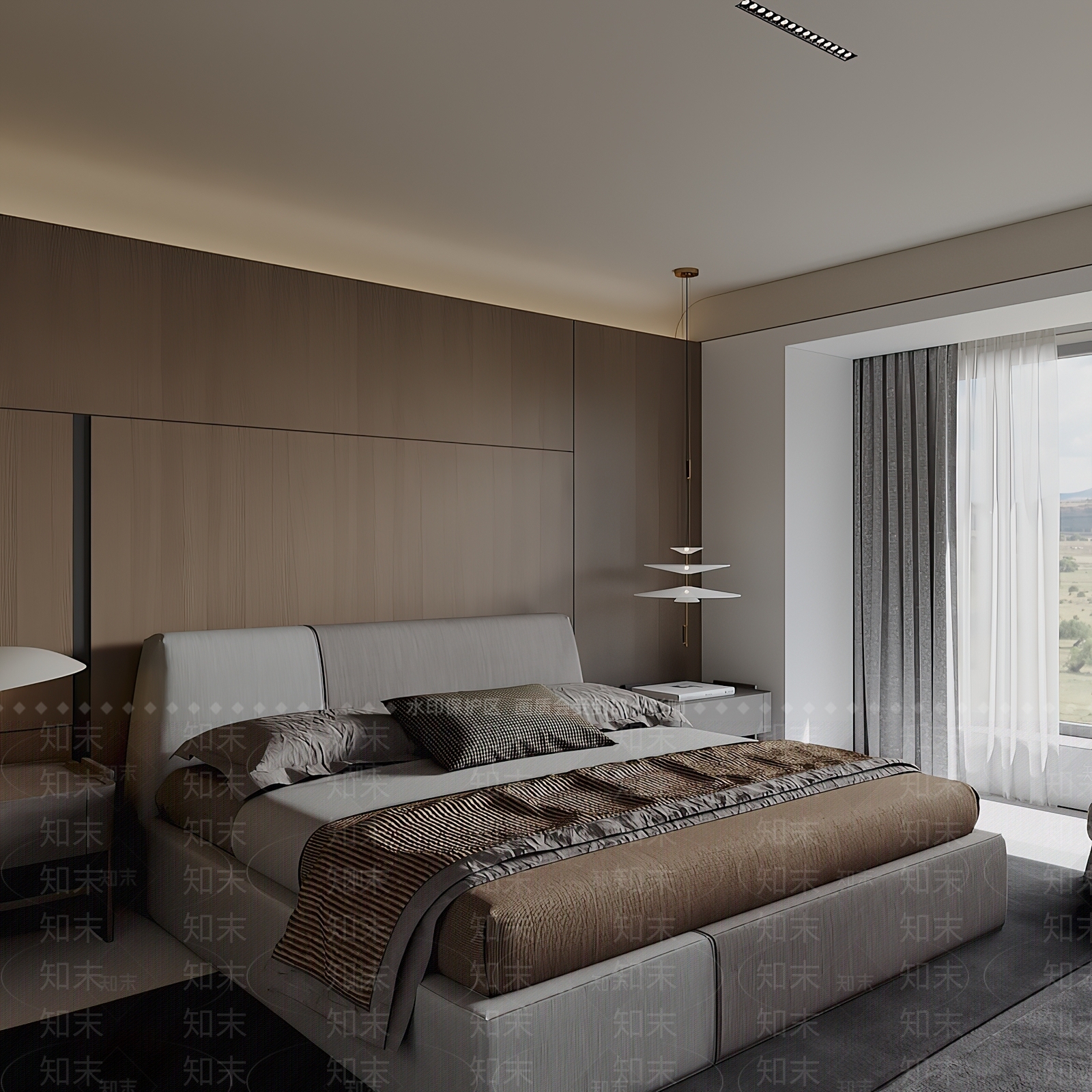 现代双人床3D模型下载【ID:1201439238】