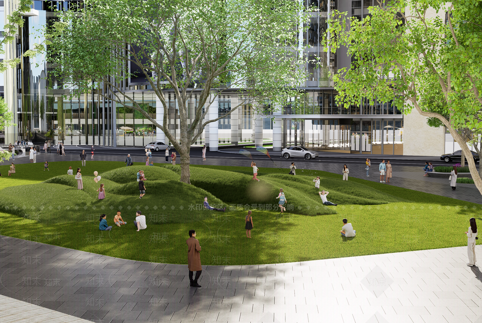 现代中式草坪SU模型下载【ID:1201439357】