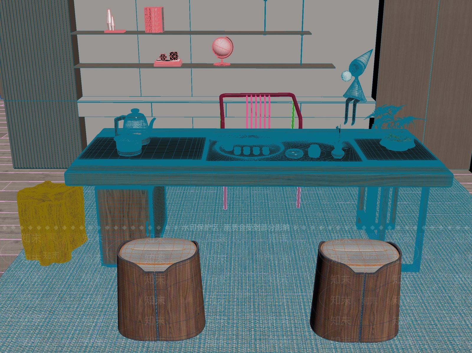 新中式中式茶桌椅3D模型下载【ID:1201441408】