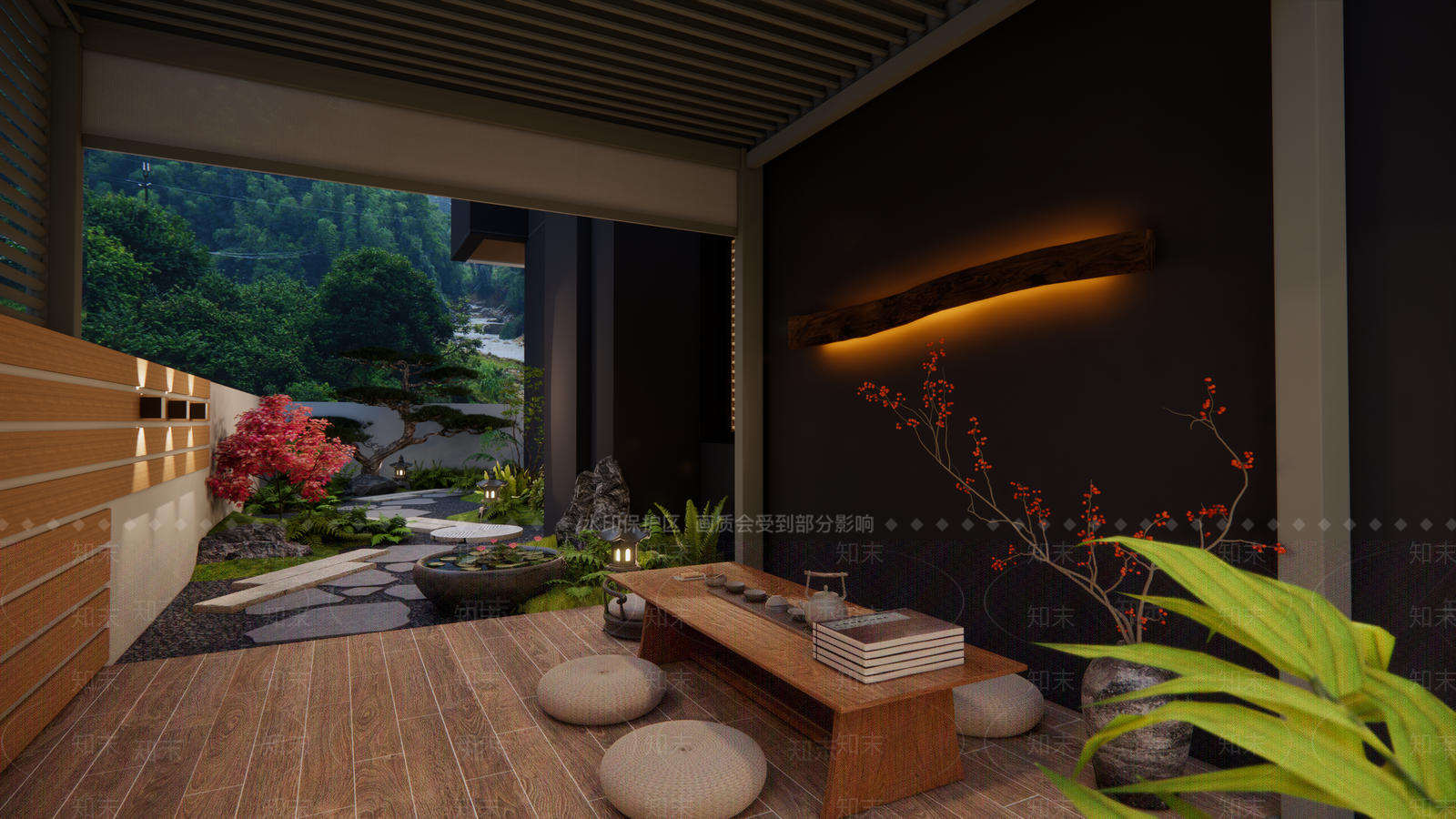 日式侘寂别墅庭院SU模型下载【ID:1201442219】
