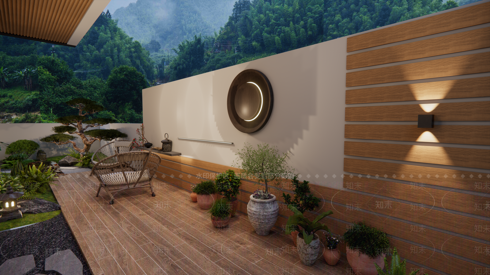 日式侘寂别墅庭院SU模型下载【ID:1201442219】