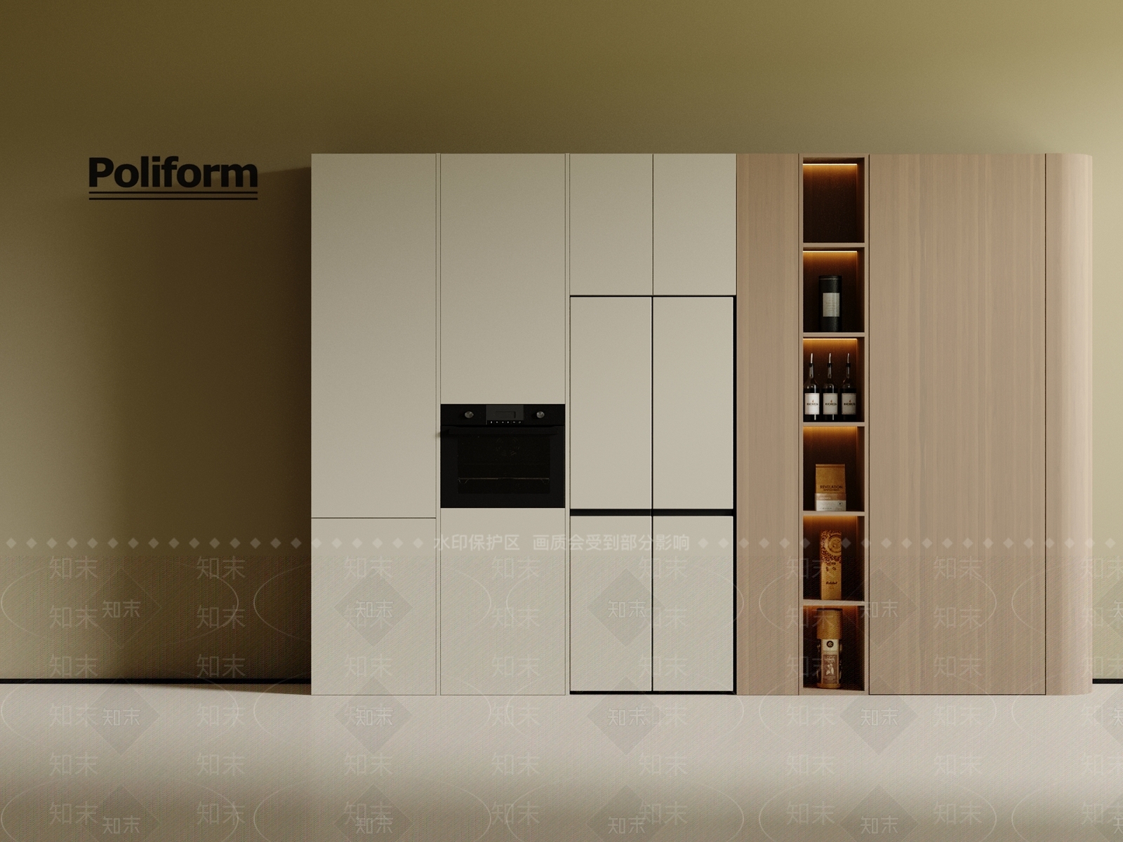 中古原木冰箱柜3D模型下载【ID:1201443833】