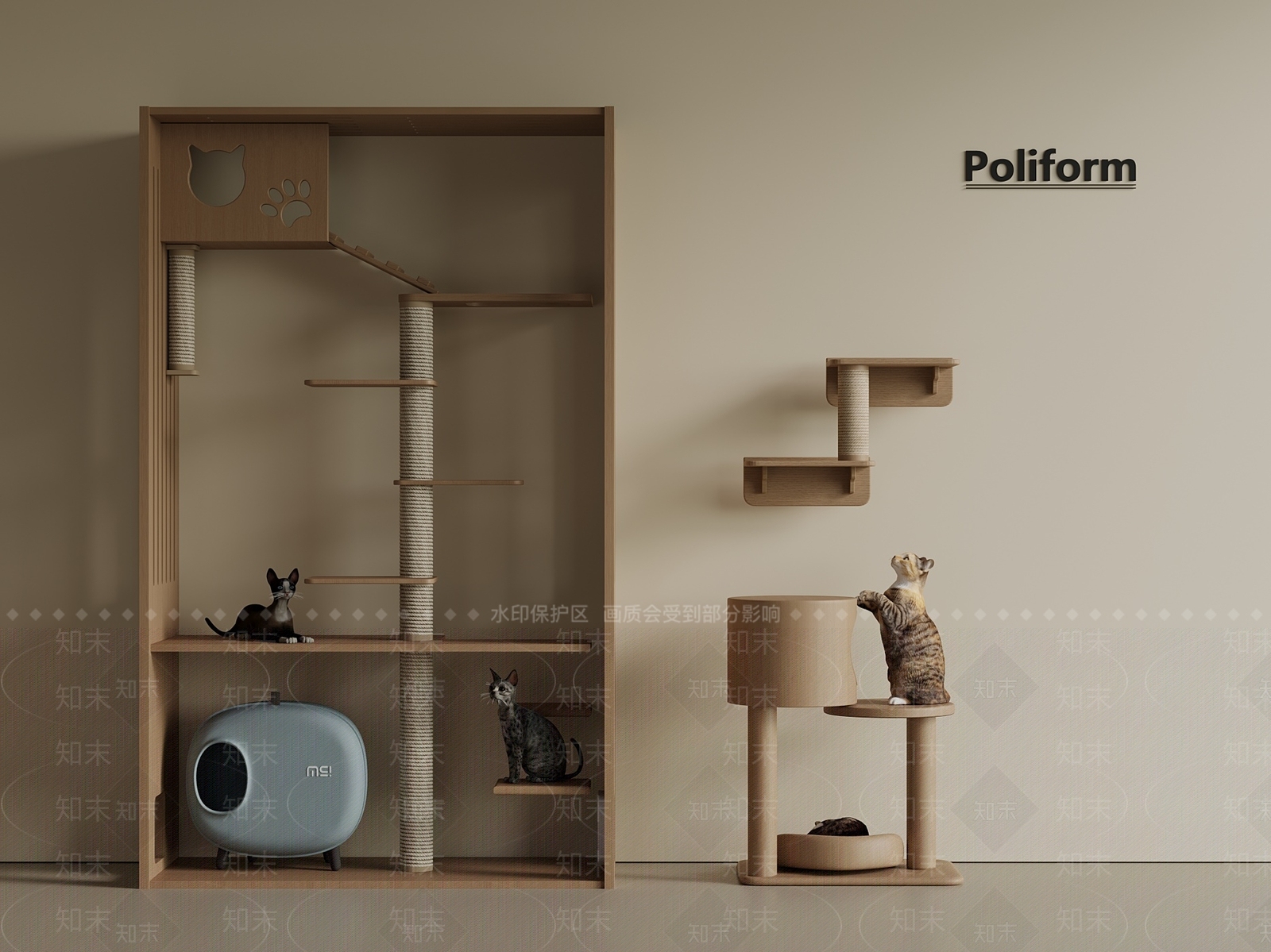 猫爬架3D模型下载【ID:1201444141】