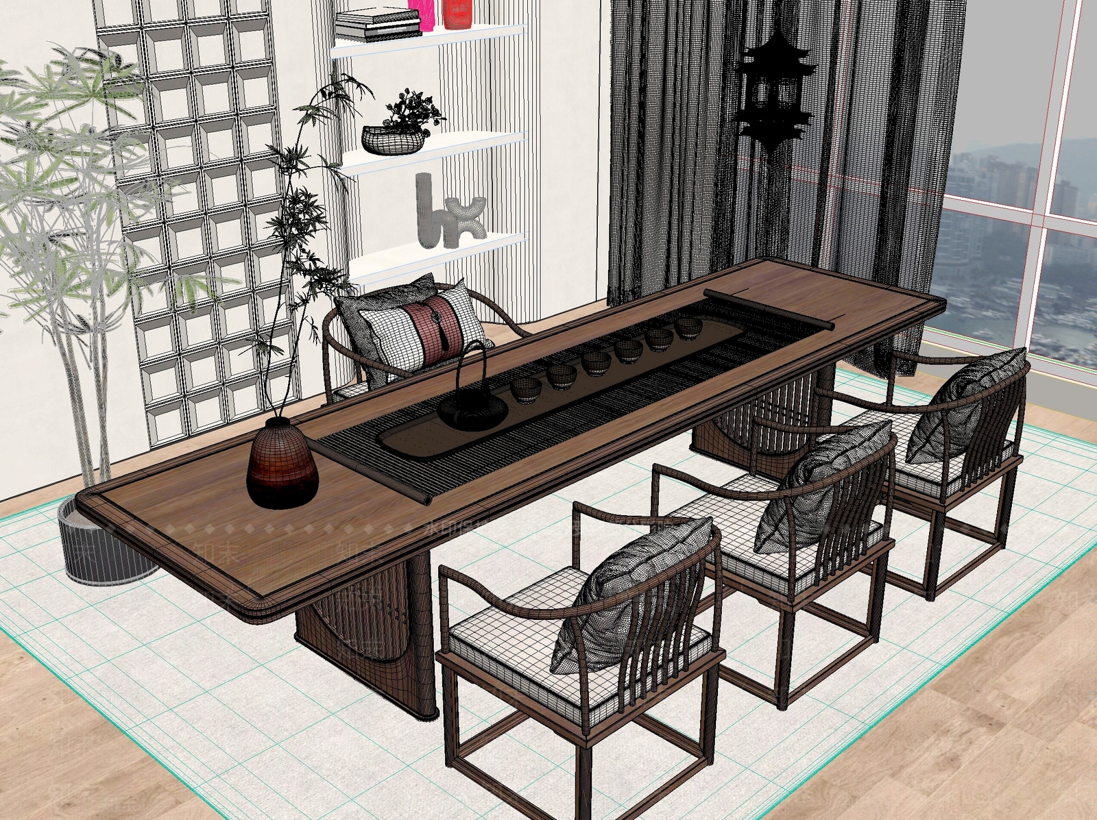 新中式中式茶桌椅3D模型下载【ID:1201445948】