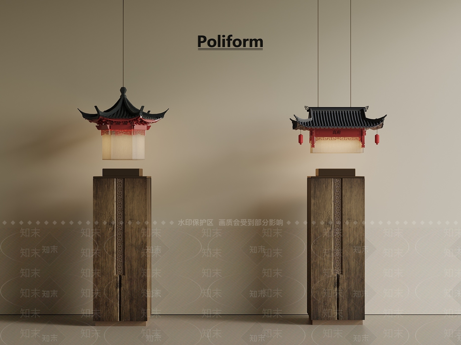 新中式中古吊灯SU模型下载【ID:1201446791】