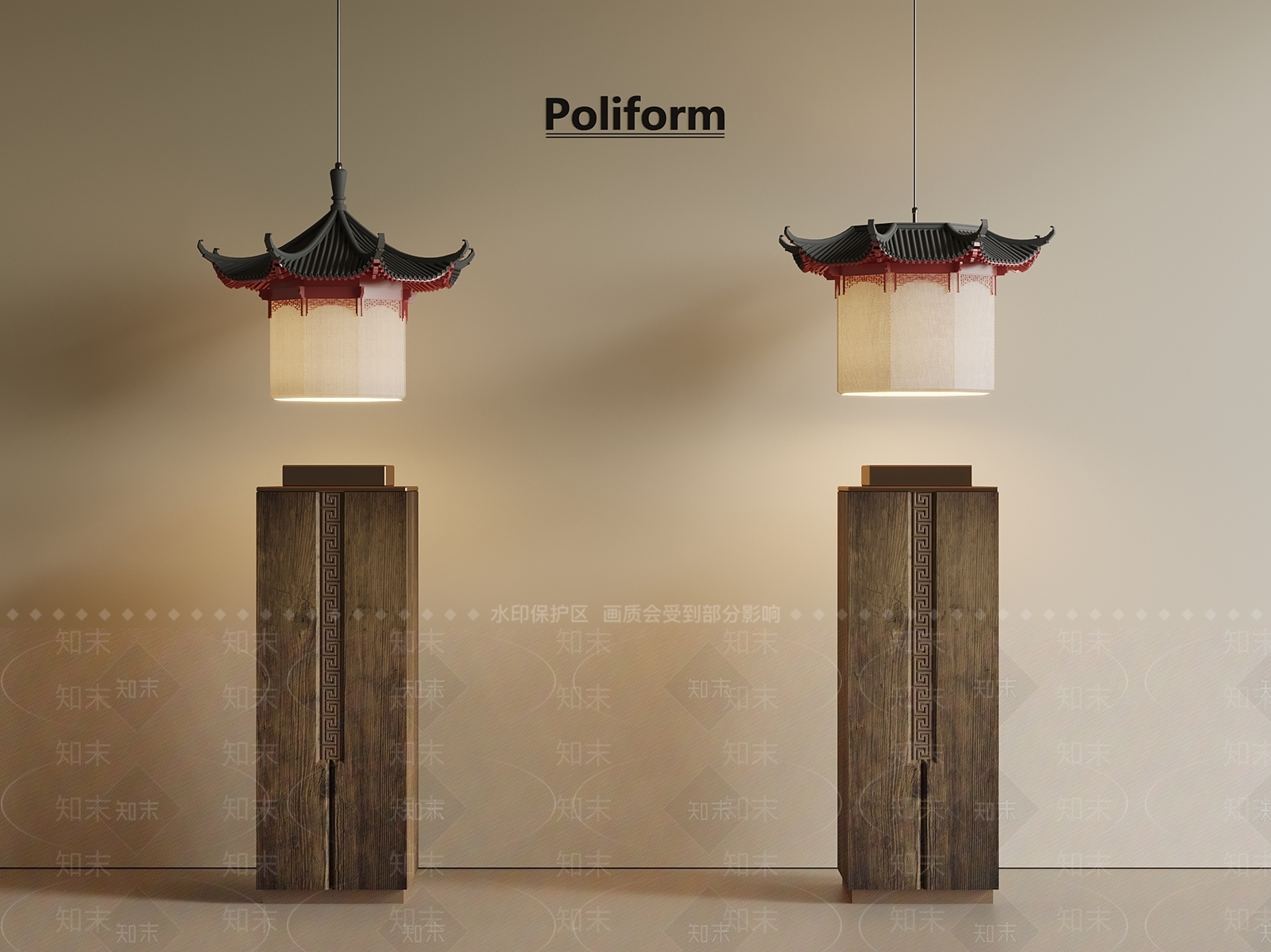 新中式中古吊灯SU模型下载【ID:1201446736】