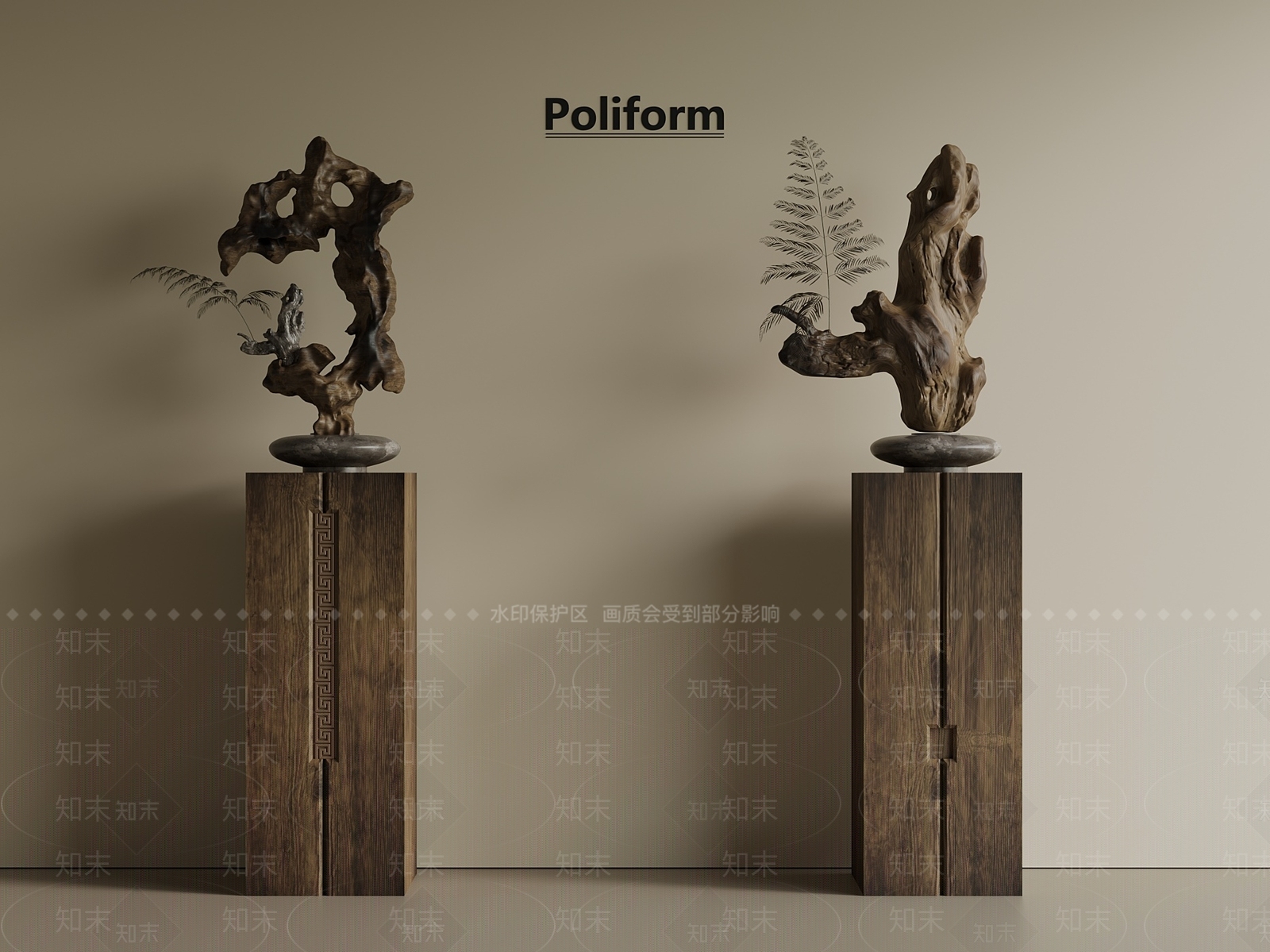 中古新中式雕塑摆件SU模型下载【ID:1201448303】