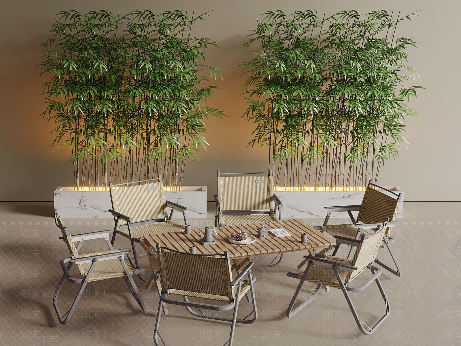 现代新中式户外桌椅SU模型下载【ID:1201448425】