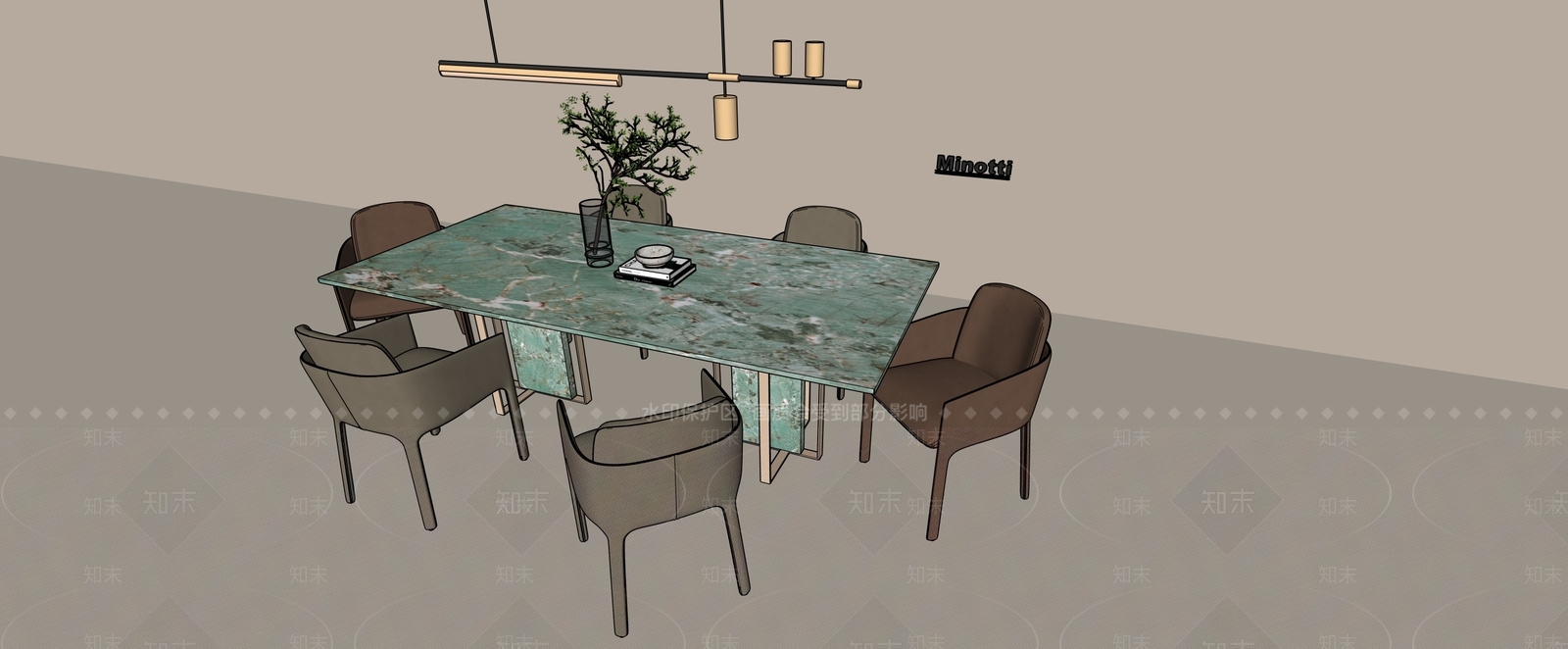 现代轻奢餐桌椅3D模型下载【ID:1201448500】