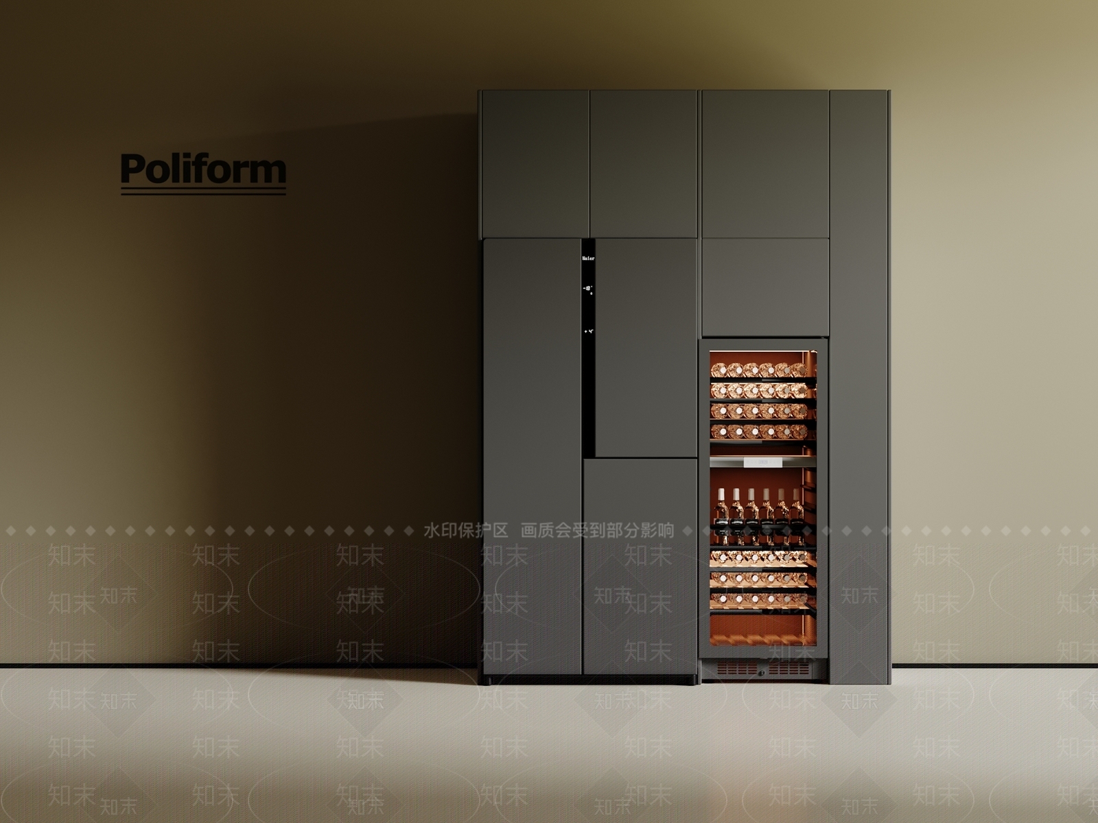 现代极简冰箱柜3D模型下载【ID:1201449869】