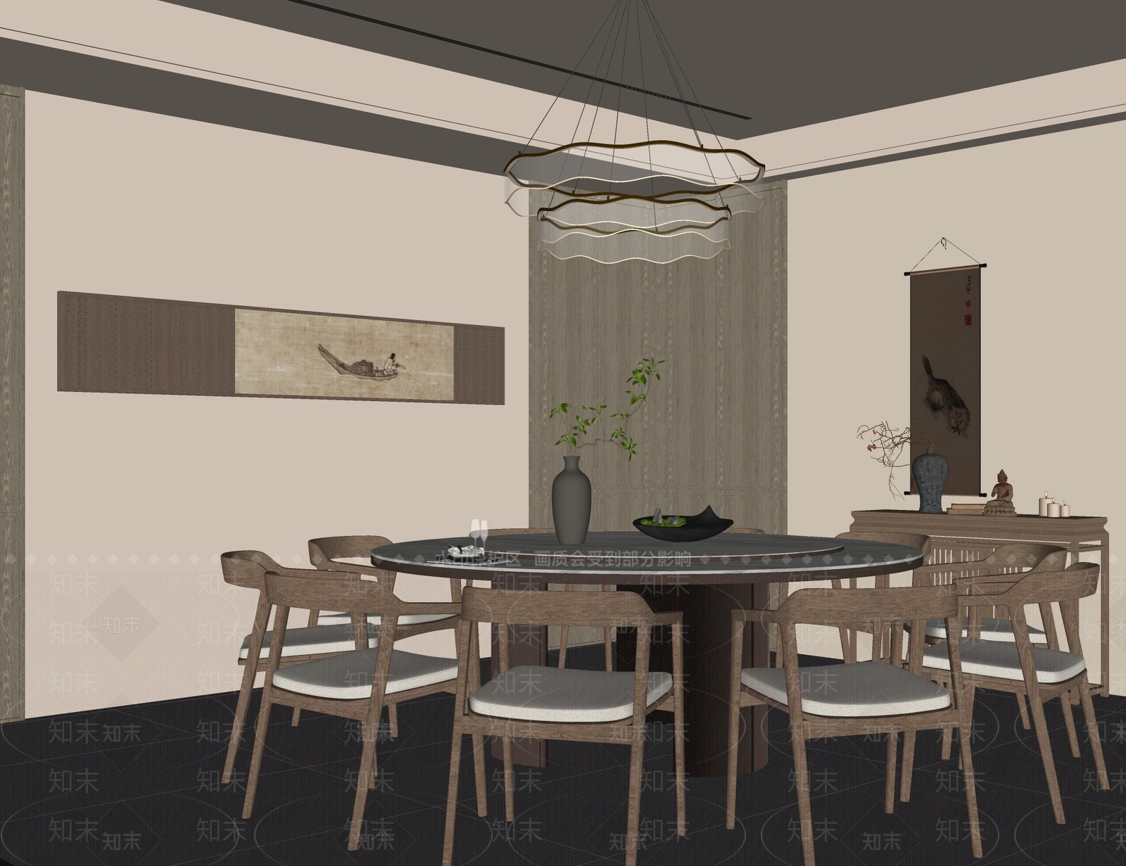侘寂包厢SU模型下载【ID:1201450400】