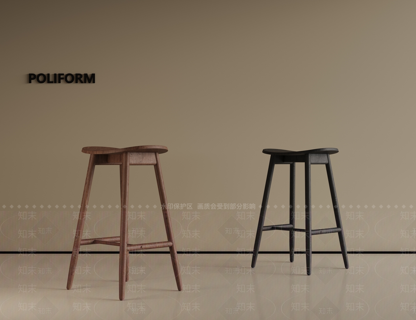 现代中古吧椅3D模型下载【ID:1201451489】