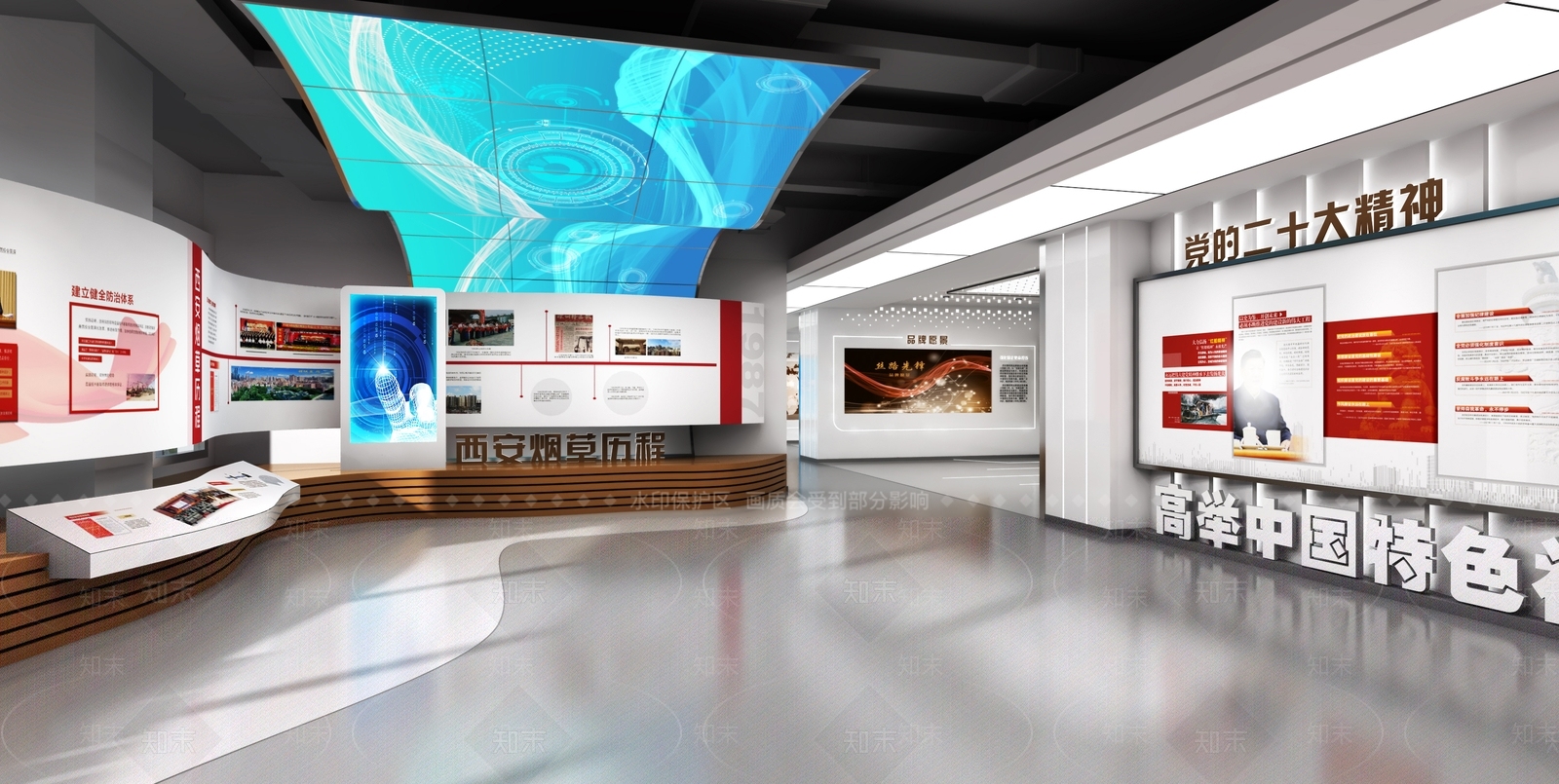 现代简约党建展厅3D模型下载【ID:1201451818】