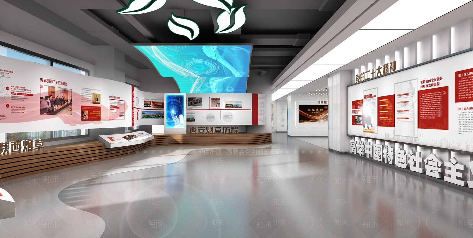 现代简约党建展厅3D模型下载【ID:1201451818】