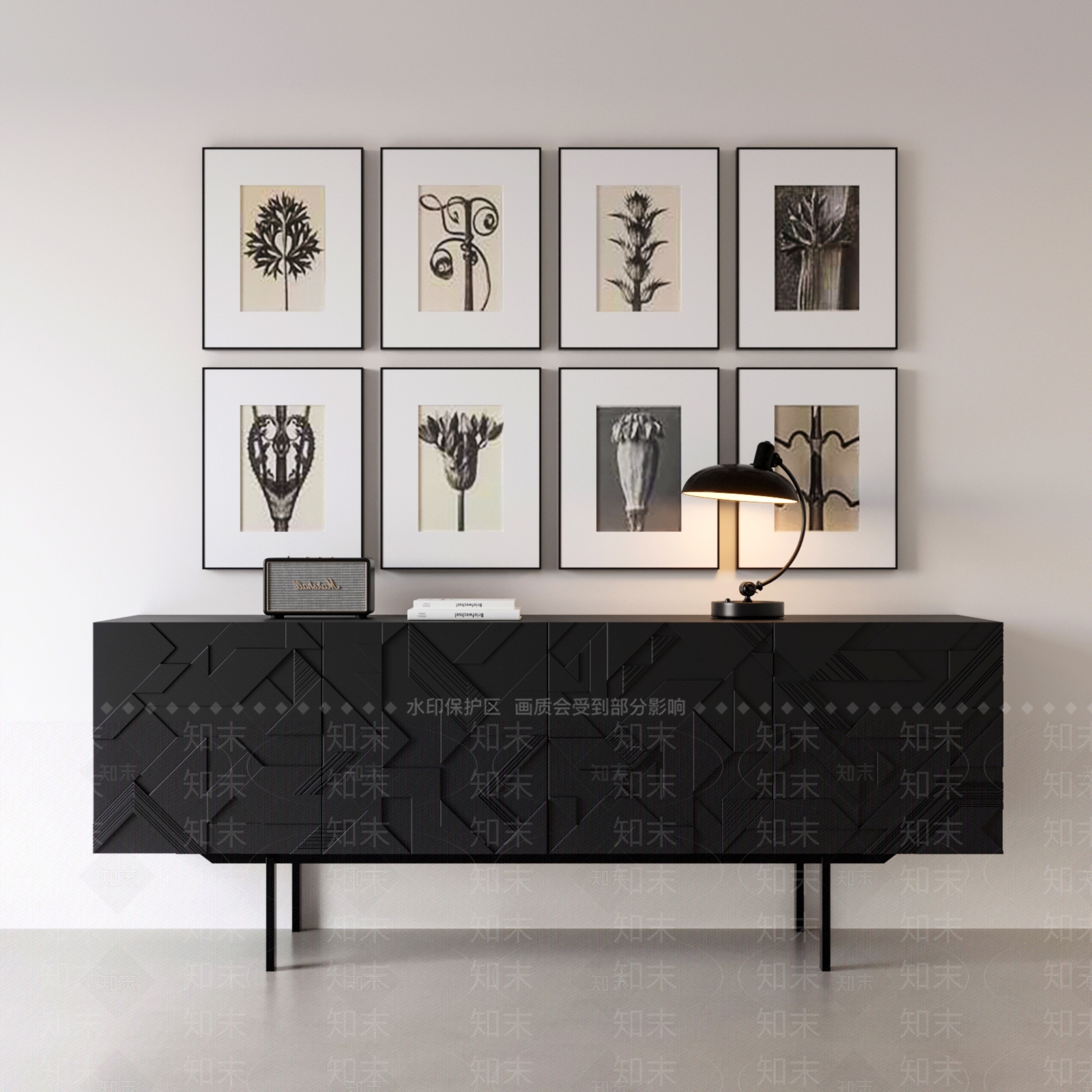 北欧轻奢玄关柜3D模型下载【ID:1201453825】