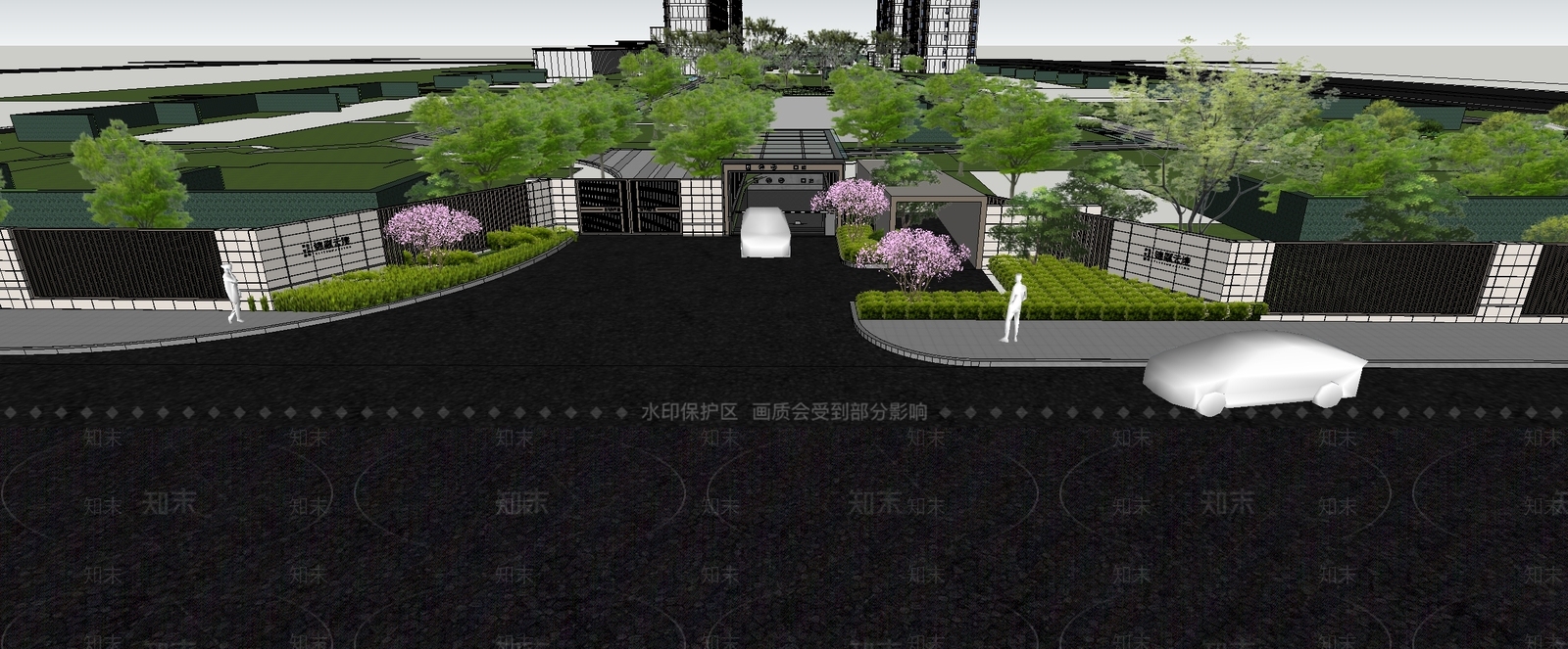现代小区景观SU模型下载【ID:1201454393】