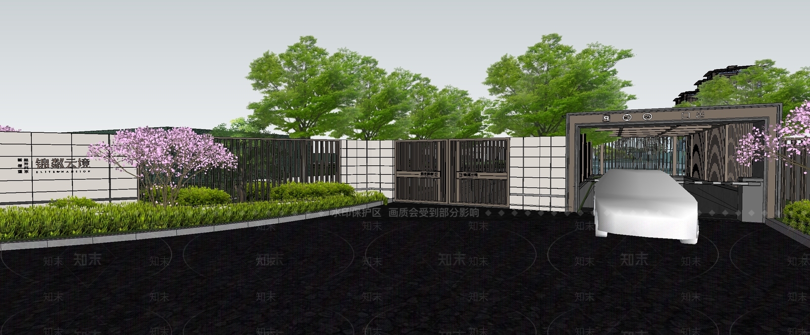 现代小区景观SU模型下载【ID:1201454393】