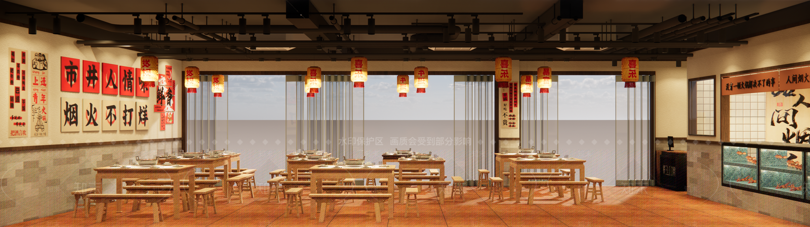 复古现代火锅店SU模型下载【ID:1201454870】