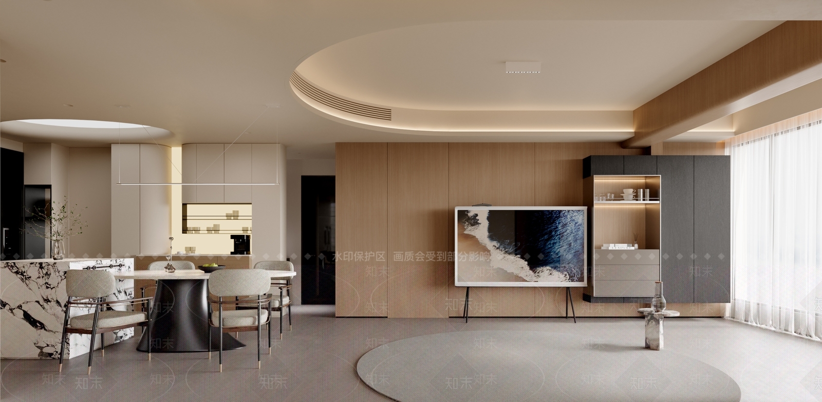 现代原木家居客厅3D模型下载【ID:1201455106】